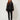 336594 Zip Blouse Black - front view on model, sheer black blouse with gold front zipper and balloon sleeves
