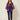 SR391 Purple Pallet Cape — front view on model, open front with solid purple sash tied at the front waist
