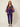 SR391 Purple Pallet Cape — front view on model, open front with solid purple sash tied at the front waist