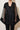 Black sheer striped rose organza cover-up on model, studio