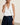 White Mowj 7 Top - front studio view on model