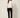Nova Spring Blouse White on model - front view with flat pointed collar, closed front and sequin flower embellishment