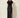 RM2003 Black Feather-Trim Satin Maxi Skirt – front view