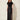 RM2003 Black Feather-Trim Satin Maxi Skirt – front view