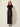 RM2003 Black Feather-Trim Satin Maxi Skirt – front view