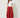 Red Edge Pant in red crinkle-textured fabric, front view on model, flat front waistband and draped asymmetric edge side panels