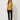 RM1819 RM Yellow Long Top - front view on model, mustard yellow floral brocade sleeveless top with gold cord belt tied in a bow at the front waist
