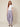 SR394 LILAC ABSHAR PANTS - front view on model, flat waistband with pleats and waterfall side drape panels