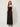 RM1519 brown venus dress - front view on model, strapless dark brown velvet gown with black floral lace midriff panel and gathered skirt from a diagonal seam