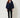 2021950 Squared Pleated Blouse Navy Blue — front view on model