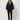 2021950 Squared Pleated Blouse Navy Blue — front view on model