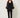 Black sheer organza open-front cardigan with embroidered circle motifs - front view on model