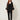 Black sheer organza open-front cardigan with embroidered circle motifs - front view on model