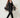 Black sheer organza open-front cardigan with embroidered circle motifs - side view on model