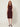 Burgundy textured-stripe sleeveless shift dress, front on model