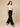 Black crinkle palazzo pants - walking view