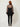 2354001 SILK DRESS TOP BLACK - back view on model, plain sheer organza back with satin collar band