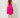 235431 Butterfly Low Cut Dress Hot pink - back view on model, center-back zipper and pleated fan panels