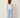 SR Light Blue Pants on model - back view with fully elasticated gathered waistband