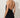 Black Fringe Top - studio back on model, open back