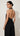 Black Fringe Top - studio back on model, open back