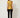 RM1819 RM Yellow Long Top - back view on model, centre-back zipper with the gold cord belt passing around the waist