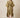 335711 Cute Gold Dress - back view on model, wide flat collar band across the shoulders, tie belt at the back waist, asymmetric pointed hem