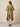 335711 Cute Gold Dress - back view on model, wide flat collar band across the shoulders, tie belt at the back waist, asymmetric pointed hem