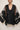 Black sheer organza leaf cover-up on model, studio