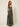 Olive leaf-tie corset maxi dress - three-quarter view on model