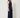 Navy lame sleeveless wide-leg jumpsuit - model three-quarter side