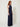Navy lame sleeveless wide-leg jumpsuit - model three-quarter side