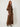 Brown satin maxi shirt dress - three-quarter view