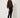 202196 Squared Pleated Blouse Brown — three-quarter view on model