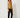 RM1819 RM Yellow Long Top - three-quarter front view on model, peplum hem and gold cord bow at the front waist