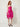 235431 Butterfly Low Cut Dress Hot pink - three-quarter view on model