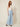 255574 Blue Silk Casual Pants — three-quarter view on model