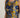 Navy mustard floral cropped top on model, studio