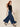 Navy blue geometric diamond pattern balloon pants - walking