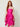 235431 Butterfly Low Cut Dress Hot pink - detail view of the pleated fan panels gathered at the front waist