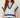 SR397 BLUE AND CREAM B-P SET - detail view of the top V-neckline and blue stripes