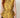 RM1819 RM Yellow Long Top - detail view of the floral brocade weave and the gold cord belt bow at the waist
