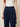 Navy blue abshar pants - detail of flat stitched front waistband and pleats