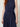 Navy lame jumpsuit - waist sash and velvet side panel detail