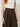 Brown wide-leg culotte pants - flat front waistband detail