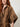 Brown satin maxi shirt dress - geometric pleated sleeve band detail