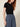 Navy blue geometric diamond pattern balloon pants - waistband detail