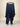 Navy blue abshar pants on hanger - back view with elasticated waistband