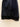 601570 BLACK FRINGE TOP - real product photo, detail of the curved tab with two fabric-covered buttons and the fringe hem