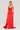Draped Satin Slit Evening Dress in Red